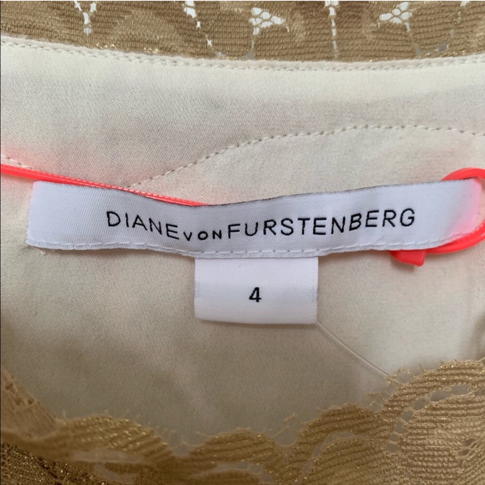 Diane Von Furstenberg Lace Gold Cream Dress 4 - Picture 5 of 6